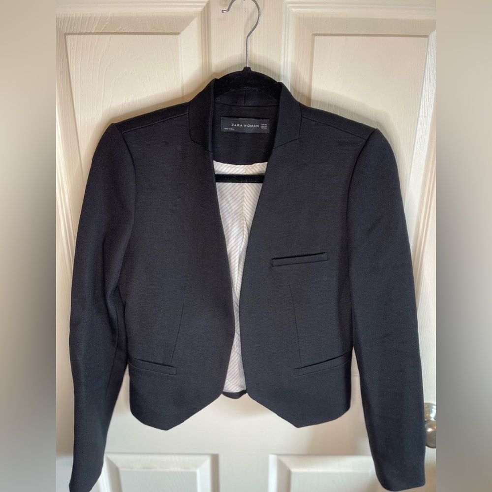 Zara Black Cropped Blazer Jacket